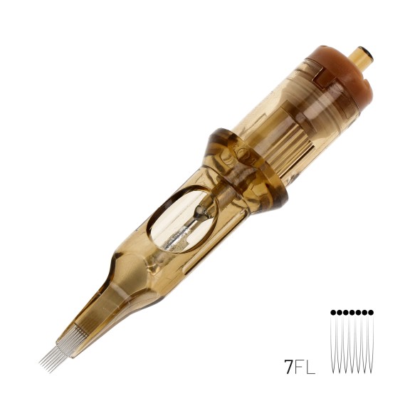 07 FL (Flat) 0,35 mm Long Taper - Cartucce Aghi Tattoo Kwadron - 20 pz