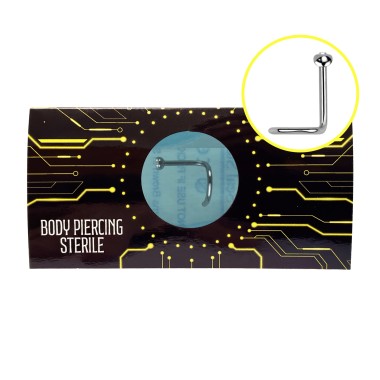 Piercing Naso Nose Screw STERILE in Acciaio Inox 316L con Cristallo CR