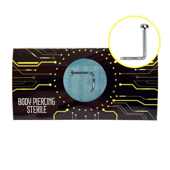 Piercing Naso Nose Screw STERILE in Acciaio Inox 316L con Cristallo CR
