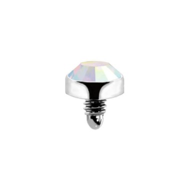 Terminale Dermal in Titanio G23 ASTM F136 con Cristallo Incastonato