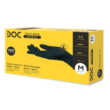 Velo Noir Guanti Neri in Nitrile Senza Polvere - 100 pz