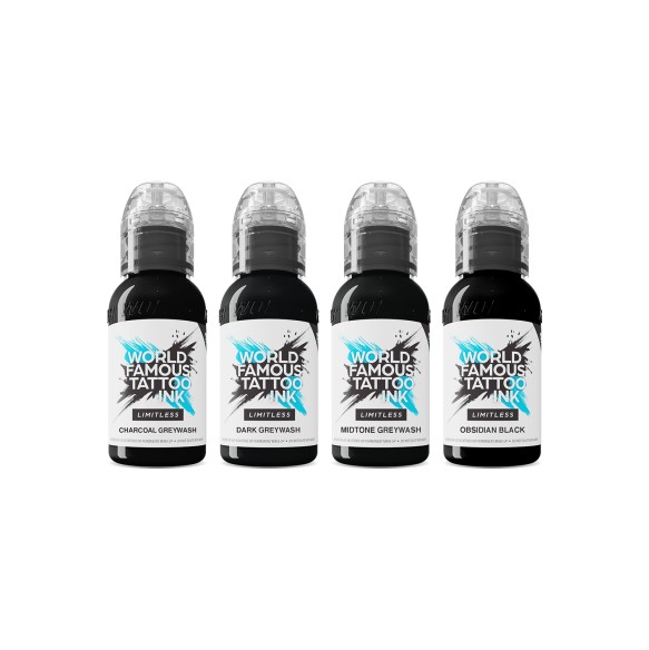 LINING & SHADING Set - World Famous Limitless - 4 × 30 ml - Colori Tattoo REACH