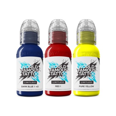 Set Colori Primari - World Famous Limitless - 3 × 30 ml - Colori Tattoo REACH