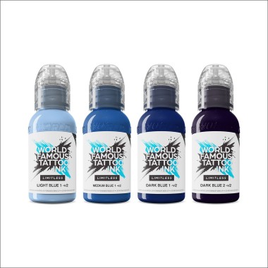 SHADES OF BLUE Collection - World Famous Limitless - 4 × 30 ml - Colori Tattoo REACH