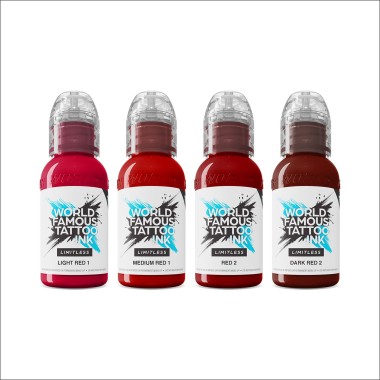SHADES OF RED Collection - World Famous Limitless - 4 × 30 ml - Colori Tattoo REACH