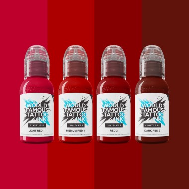 SHADES OF RED Collection - World Famous Limitless - 4 × 30 ml - Colori Tattoo REACH 2