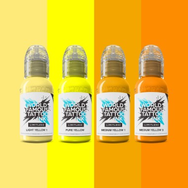 SHADES OF YELLOW Collection - World Famous Limitless - 4 × 30 ml - Colori Tattoo REACH 2