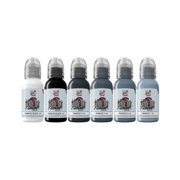 A.D. Pancho PASTEL GREY Set V2 - World Famous Limitless - 6 × 30 ml - Colori Tattoo REACH