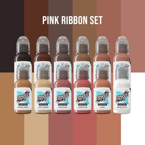 PINK RIBBON Set - World Famous Limitless - 12 × 30 ml - Colori Tattoo REACH
