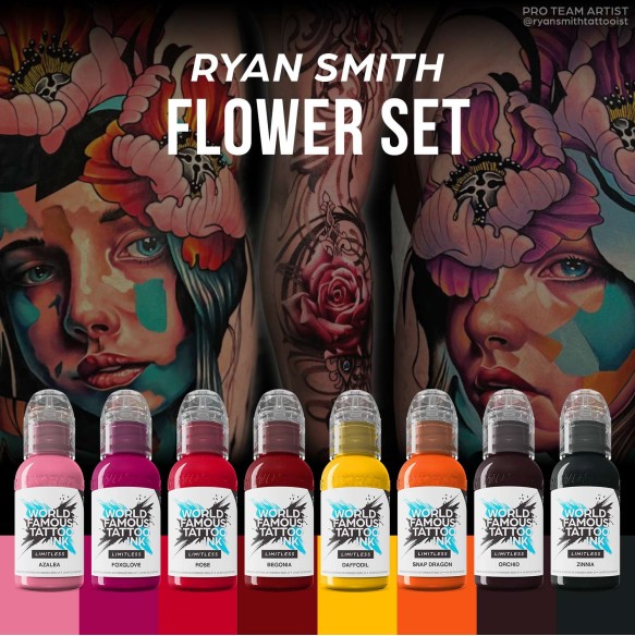 Ryan Smith FLOWER Set - World Famous Limitless - 8 × 30 ml - Colori Tattoo REACH