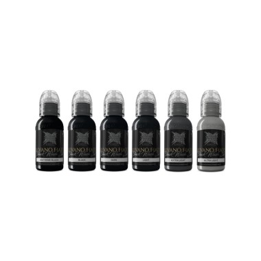 Silvano Fiato BLACKWASH Set - World Famous Limitless - 6 × 30 ml - Colori Tattoo REACH