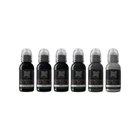 Silvano Fiato BLACKWASH Set - World Famous Limitless - 6 × 30 ml - Colori Tattoo REACH