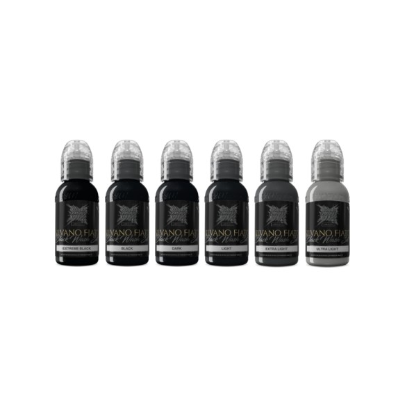 Silvano Fiato BLACKWASH Set - World Famous Limitless - 6 × 30 ml - Colori Tattoo REACH