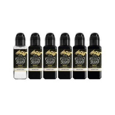 Fine Art BLACK & GREY SET Marta Make - Kuro Sumi Imperial - 6 × 44 ml - Colori Tattoo REACH
