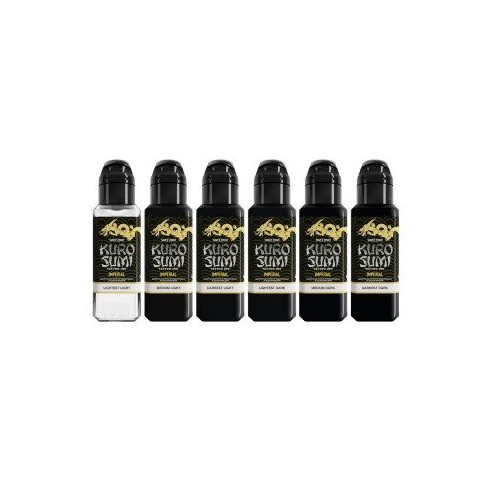 Fine Art BLACK & GREY SET Marta Make - Kuro Sumi Imperial - 6 × 44 ml - Colori Tattoo REACH