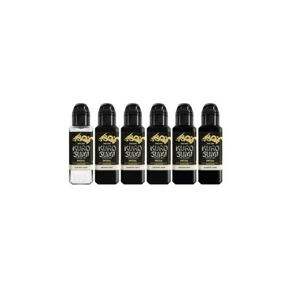 Fine Art BLACK & GREY SET Marta Make - Kuro Sumi Imperial - 6x44ml - Colori Tattoo REACH