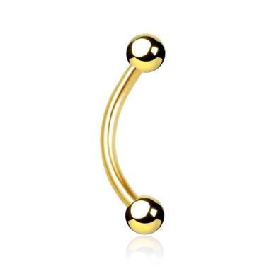 Banana in Acciaio Inox 316L Oro PVD con Palline