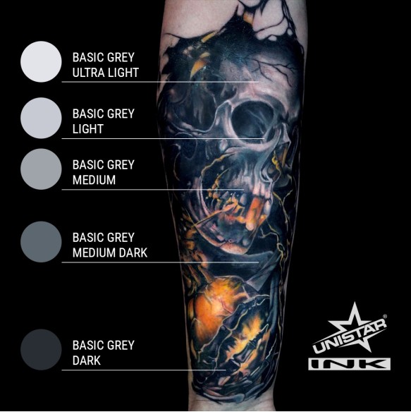 Basic Grey Dark - UNISTAR INK - 30 ml - Colore Tattoo REACH