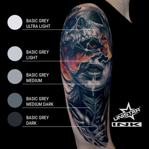 Basic Gray Medium - UNISTAR INK - 30 ml - Colore Tattoo REACH