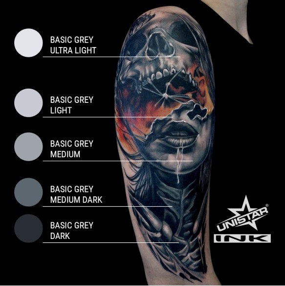 Basic Gray Medium - UNISTAR INK - 30 ml - Colore Tattoo REACH