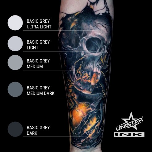 Basic Gray Medium - UNISTAR INK - 30 ml - Colore Tattoo REACH
