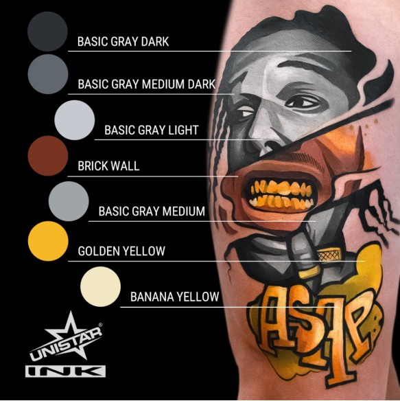 Basic Gray Medium Dark - UNISTAR INK - 30 ml - Colore Tattoo REACH