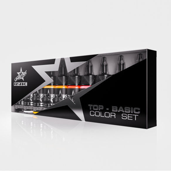 Top Basic Color Set - UNISTAR INK - 10×30 ml - Set Colori Tattoo REACH